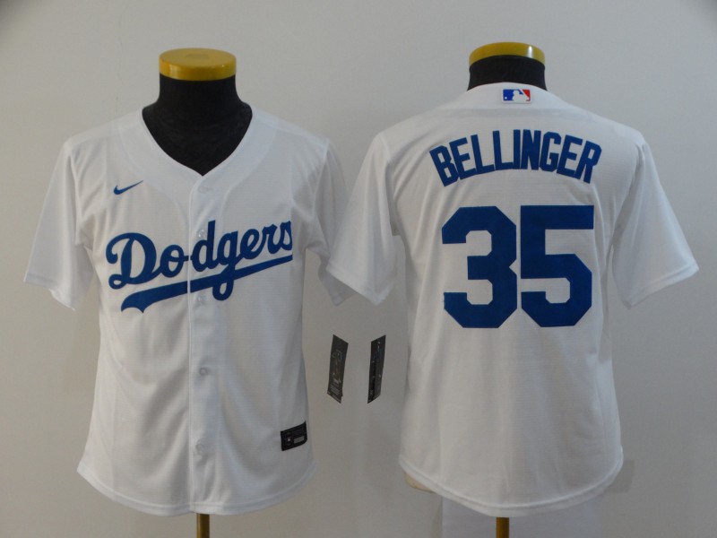Youth Los Angeles Dodgers #35 Cody Bellinger White Cool Base Stitched MLB Jersey